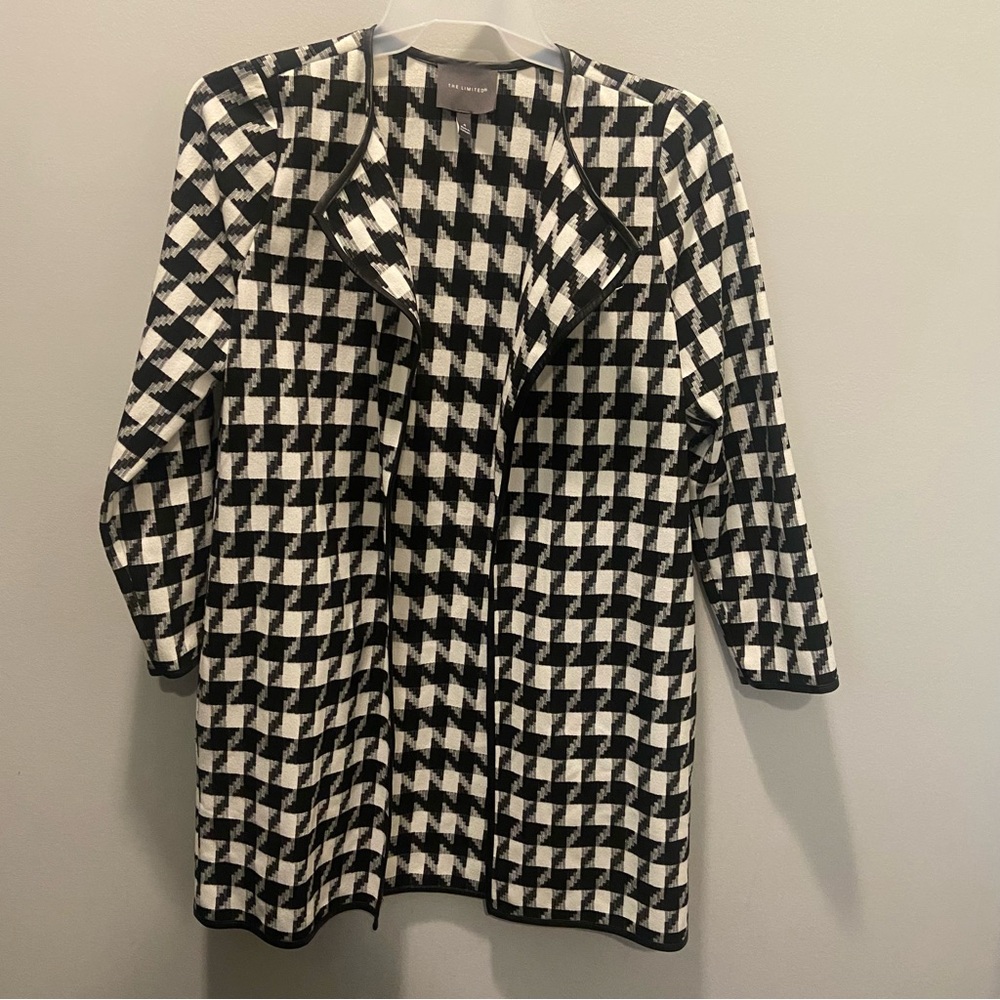 The Limited Black and White Checkered long Blazer